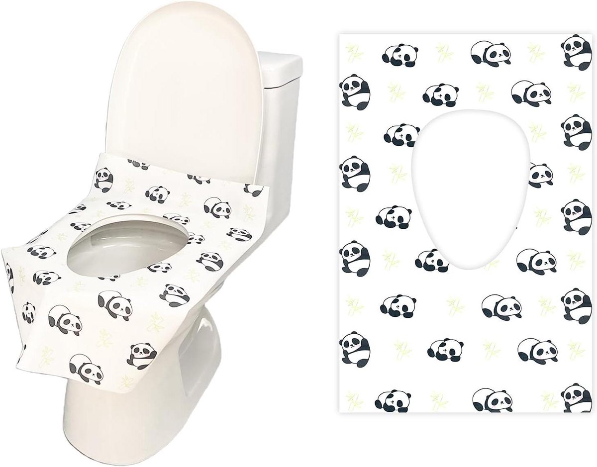 Toilet Seat Covers - Panda Covers - Hygiënisch Reizen - Kindvriendelijk Ontwerp - 30 x 20 cm - Wit Zwart