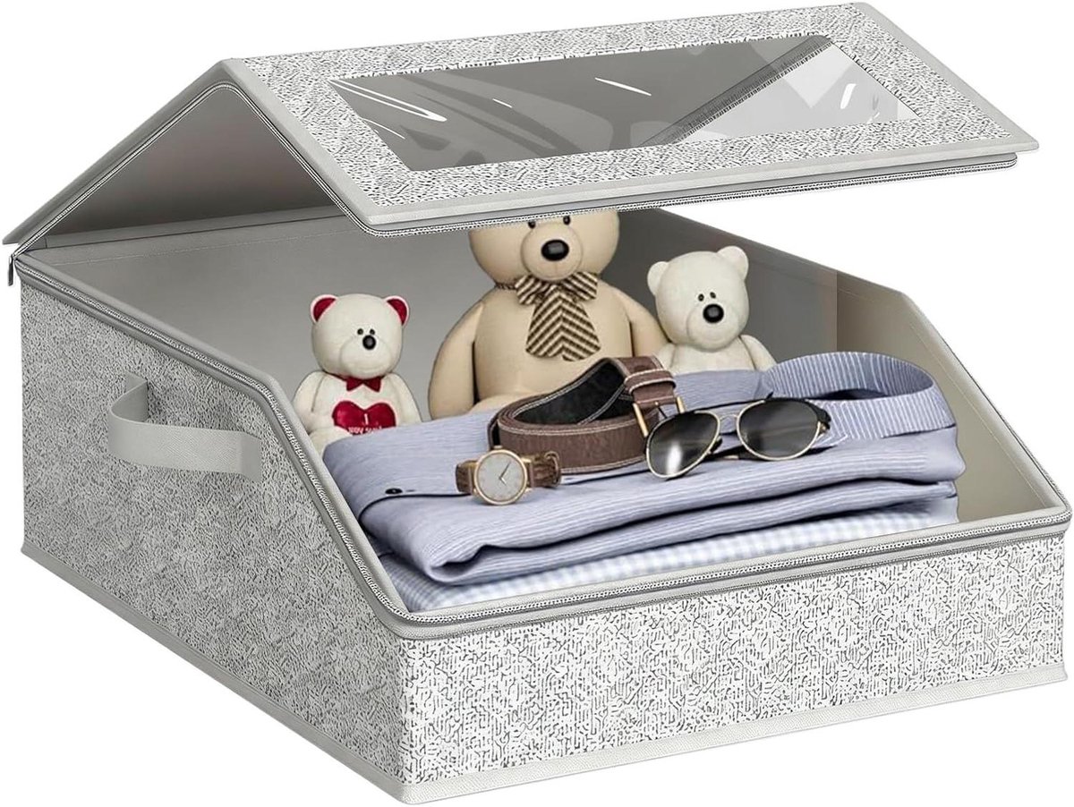 Hoedendozen Set - Opbergdozen - Kleding Opbergen - Transparant Venster - 41x41x12 cm - Grijs