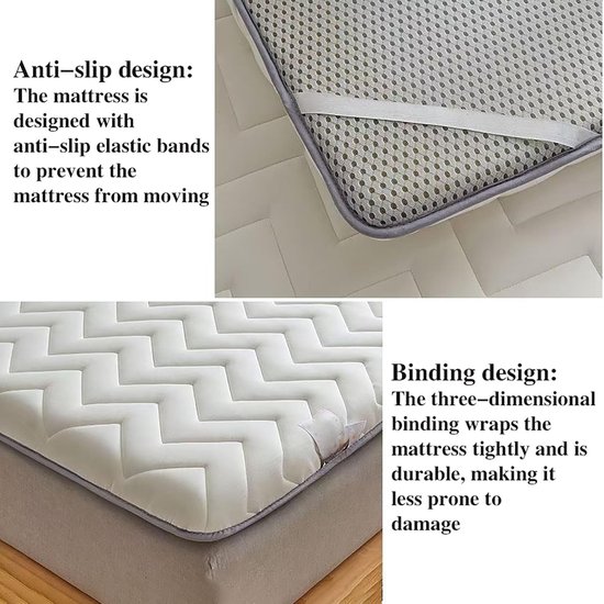 Draagbare Floor Matras - Opvouwbare Slaapmat - Comfortabel Slapen - Orthopedische Ondersteuning - 80x190cm - Grijs — afbeelding 2