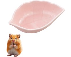 Bladvormige keramische voerbak voor hamsters, cavia's en vogels - Ideaal voor dierenvoeding en snacks (Roze)