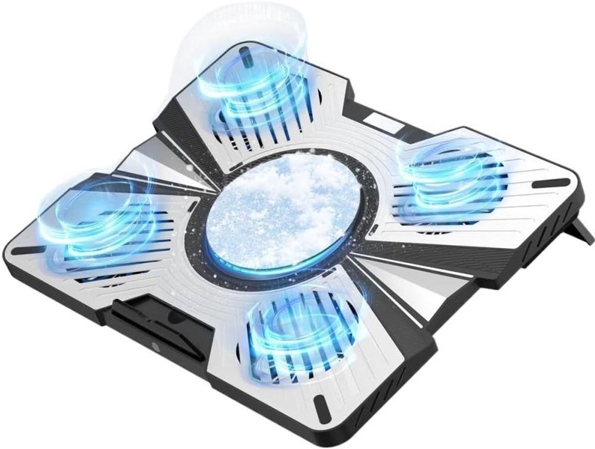 Laptop Koeler - Notebook Cooler - Prestaties Verbeteren - 5 Ventilatoren - Tot 18.5 Inch - Wit