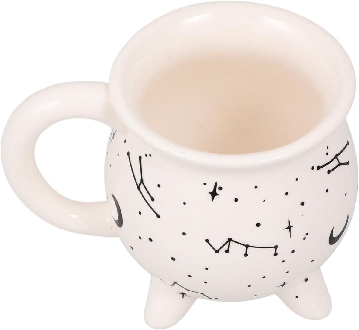 Heksenketel Mok - Keramische Beker - Koffie Thee - Glanzende Afwerking - 12.6 x 8.9 cm - Wit