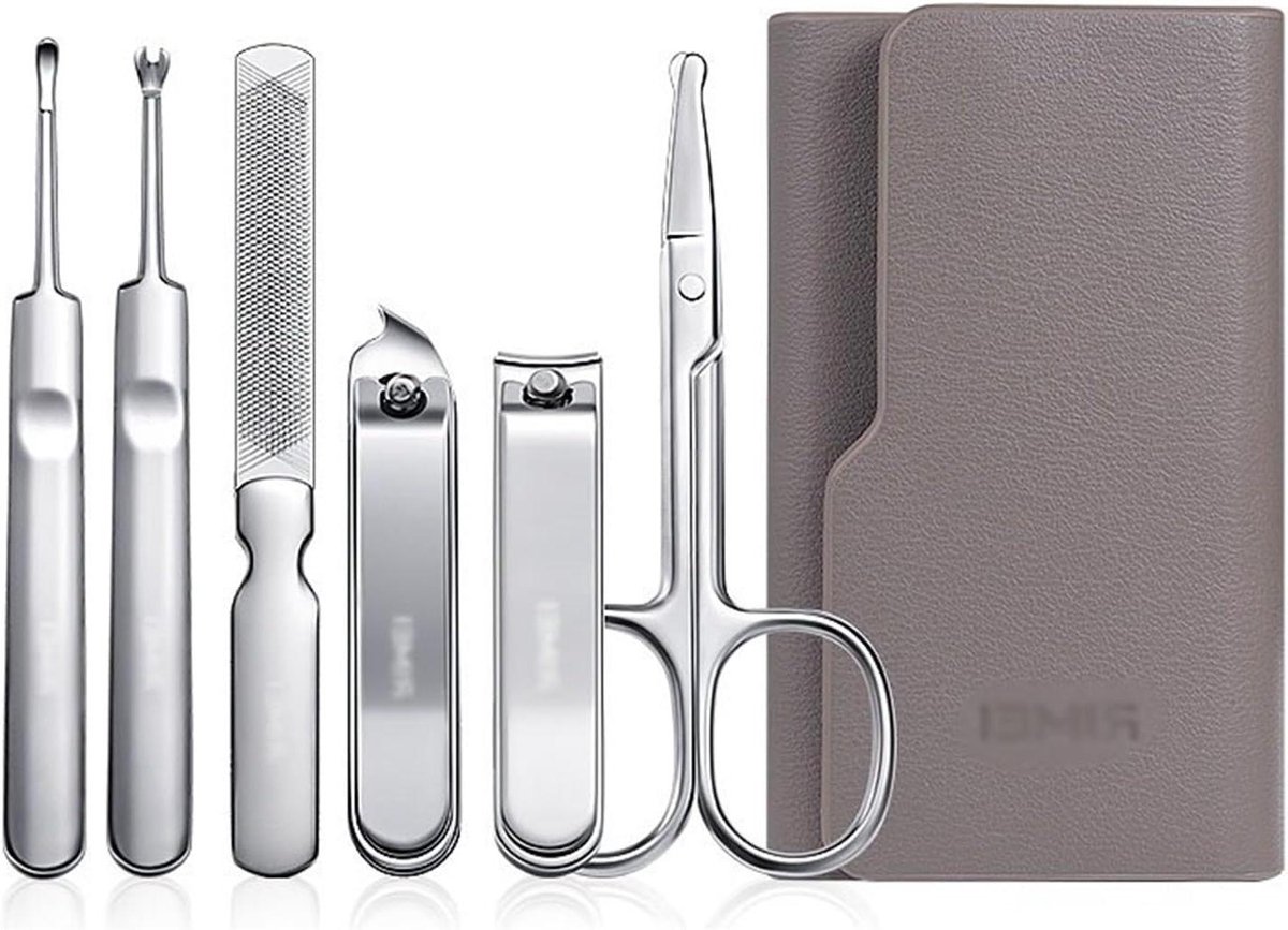 Nagelverzorgingsset - Manicure pedicure - Persoonlijke verzorging - 6-delige roestvrijstaal - Compact formaat - Grijs