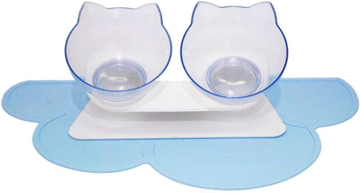 Dubbele Huisdierkom - Voerbak Kat Hond - Voeding en Water - Anti-slip Stabiliteit - 27 cm Breed - A