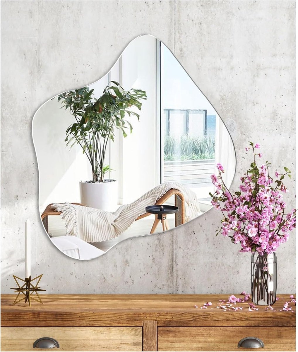 Onregelmatige Badkamer Spiegel zonder Frame van Glas met Zelfklevende HD voor Make-up en Decoratie in Entrees, Woonkamers en Slaapkamers