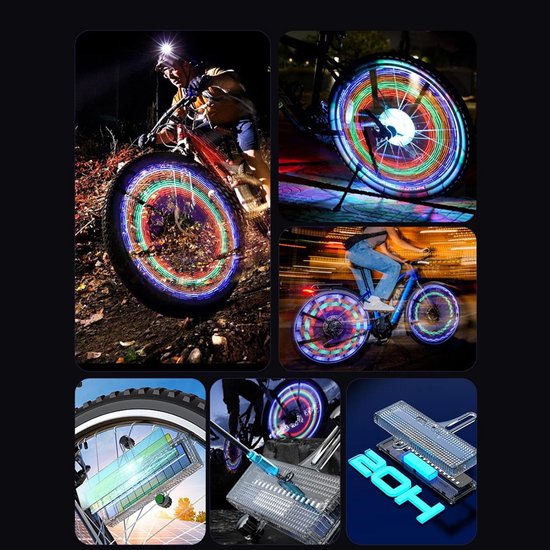 Fiets spaakverlichting - Wielverlichting LED - Nachtelijke Zichtbaarheid - Intelligente Lichtsensor - 16 cm Lengte - Kleurrijk — afbeelding 2