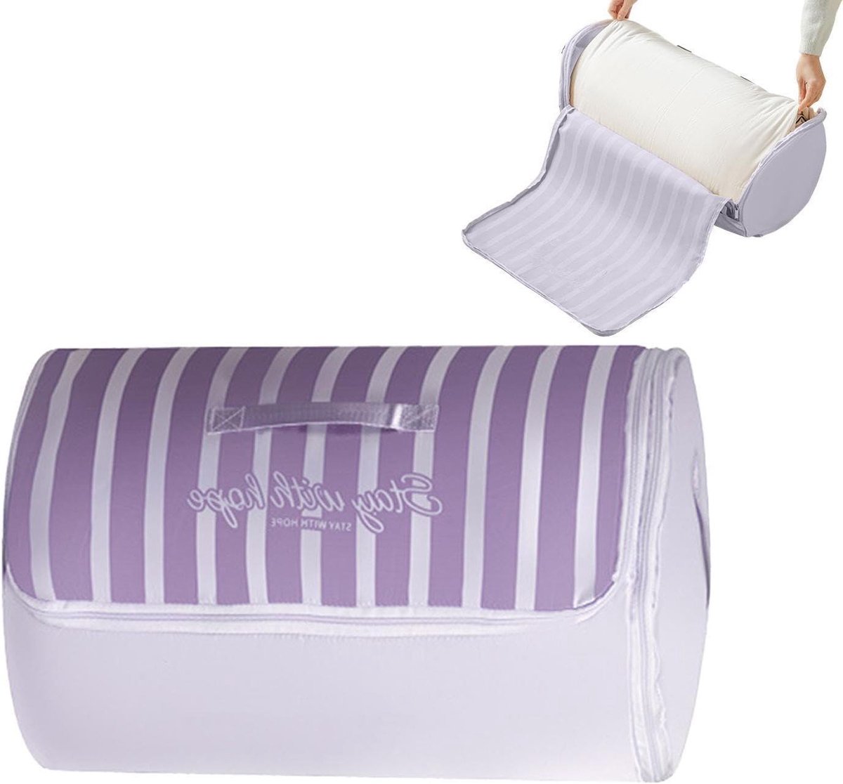 Opbergtas Dekbed - Opberghoes Beddengoed - Ruimte Besparen - Cilindrisch Compressieontwerp - 55 x 33 cm - Lila