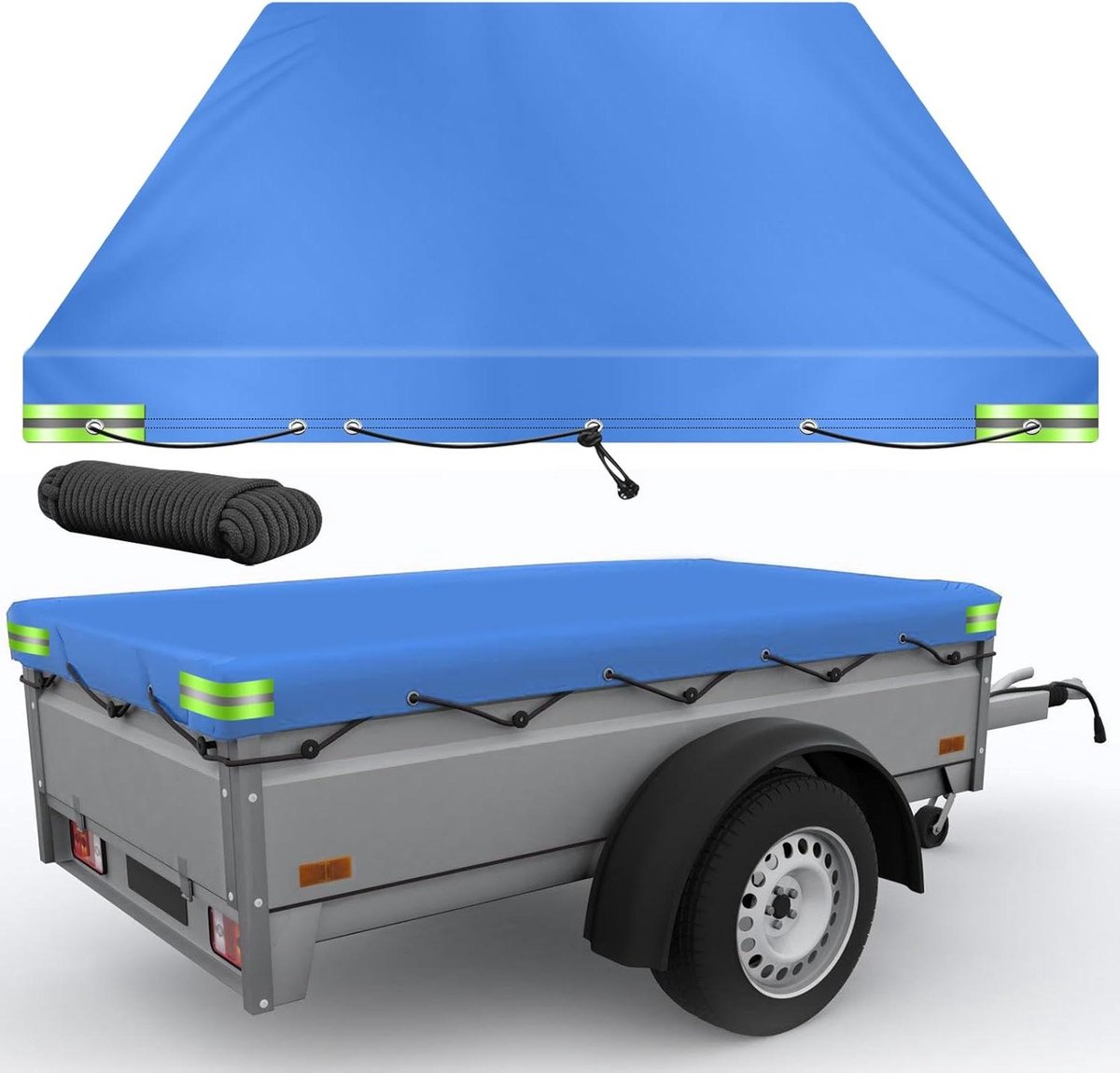 Aanhangerzeil Plat - Dekzeil Aanhanger - Aanhanger Beschermen - Waterdicht Oxford Materiaal - 209 x 115 cm - Blauw