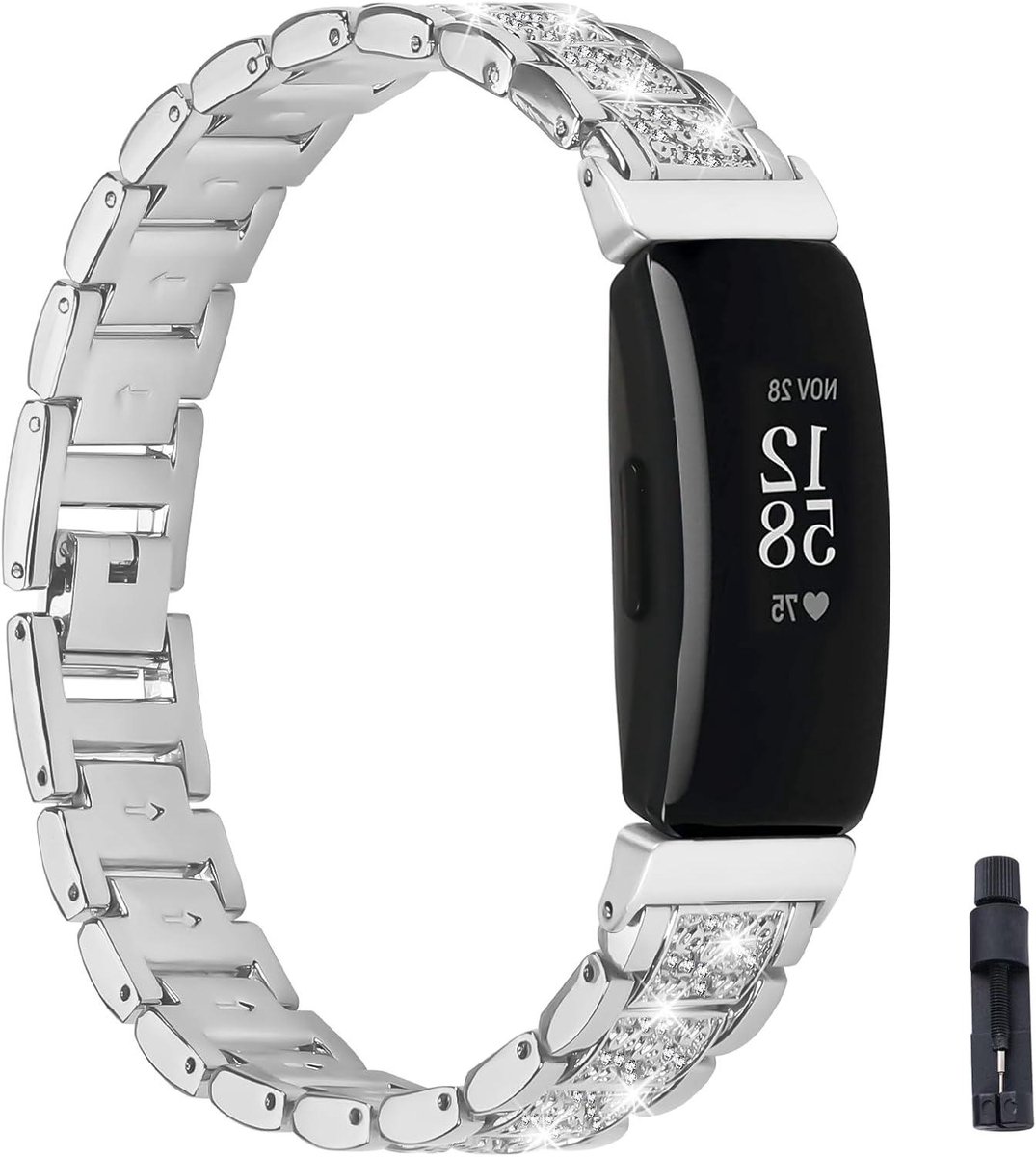 Metalen Armband - Reserveband Fitbit - Smartwatch Personaliseren - Roestvrij Staal - 140-203 mm Pols - Zilverkleurig