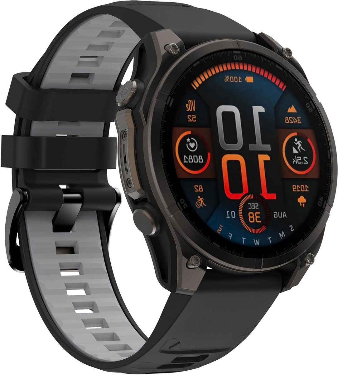 Garmin Forerunner Armband - Smartwatch Band - Sportactiviteiten - Huidvriendelijk Siliconen - 22 mm - Zwart Grijs