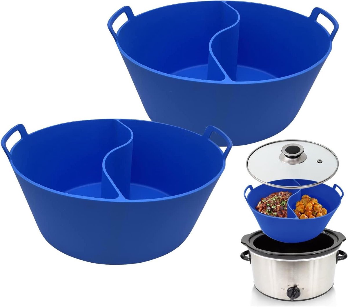 Slow Cooker Liners - Crock Pot Verdeelbakjes - Dubbele Maaltijden Bereiden - Met Middenverdeler