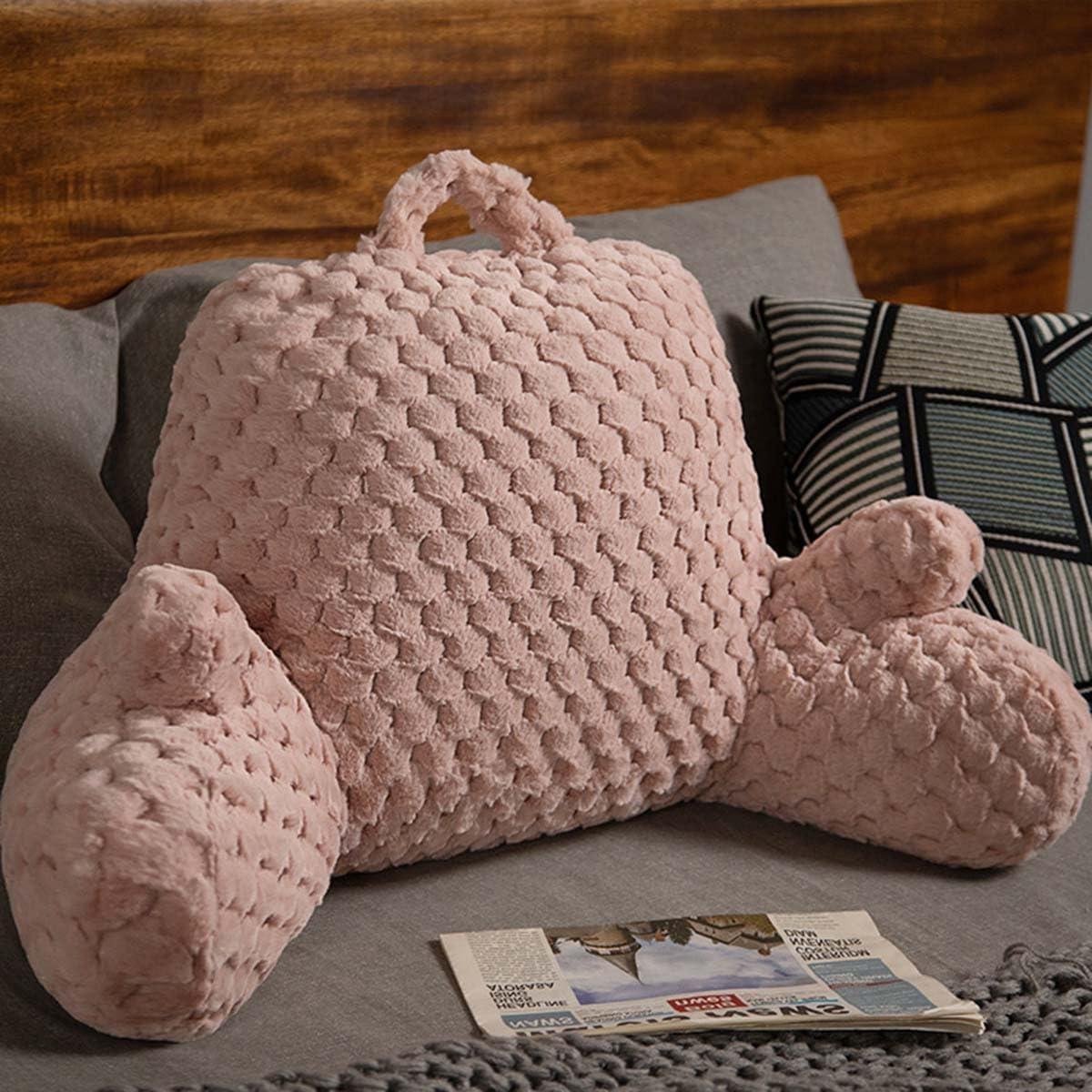 Bedleeskussen met Armsteunen - Lezen Bankkussen - Ontspannen in Bed - Ergonomische Rugsteun - Afneembare Hoes - Roze