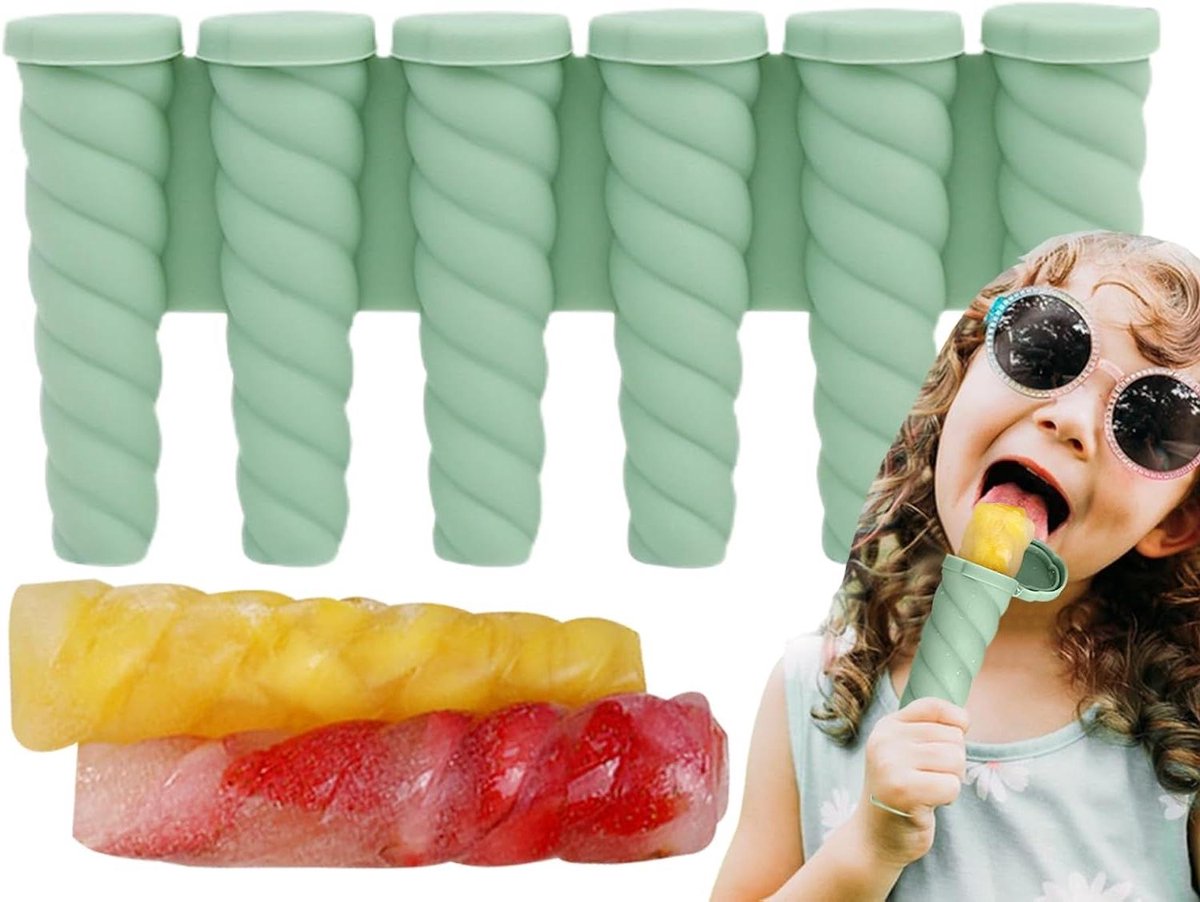 IJslolly Vorm - IJsjesmaker Pop Maker - Zelf IJsjes Maken - Snel Losmaken - 6 Holtes - Groen