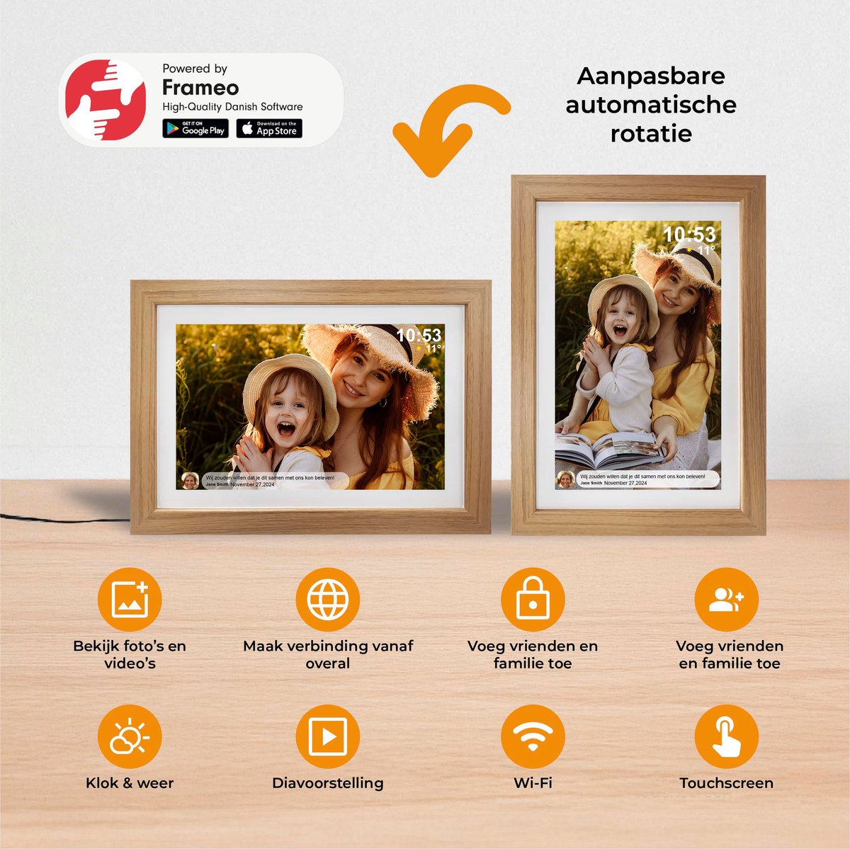 AIMASON Digitale Fotolijst - Vaderdag cadeau - 10,1 inch - 32GB thumbnail 3