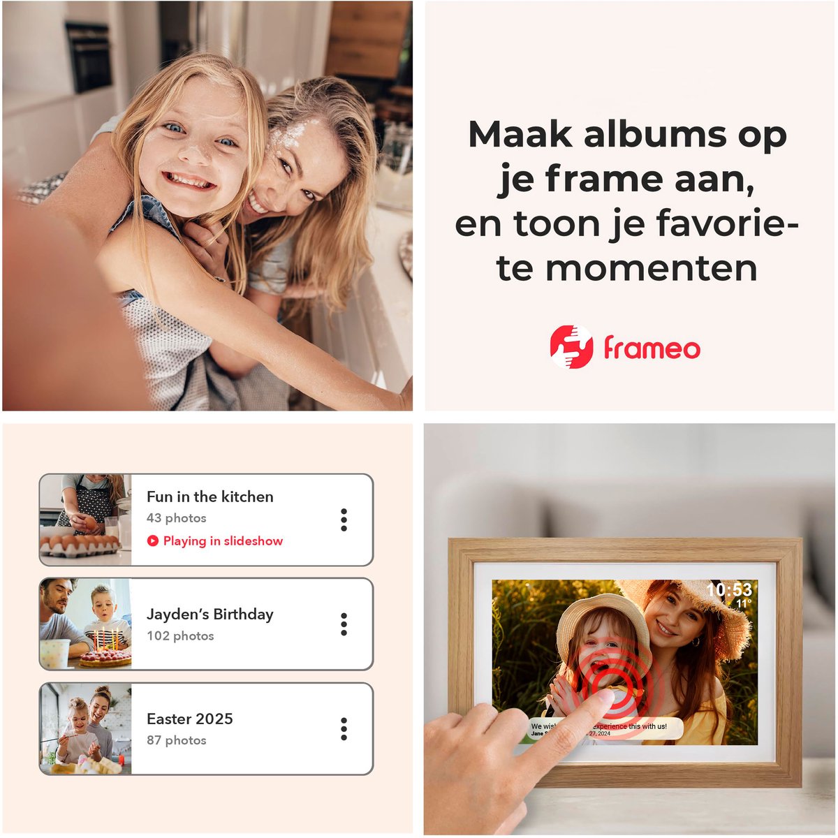 AIMASON Digitale Fotolijst - Vaderdag cadeau - 10,1 inch - 32GB thumbnail 4