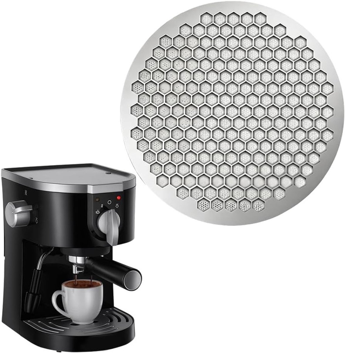 Herbruikbaar metalen filter voor espresso, 53,5 mm, 0,7 mm dik, geschikt voor douchescherm en Puck Zeef, 316 roestvrij staal