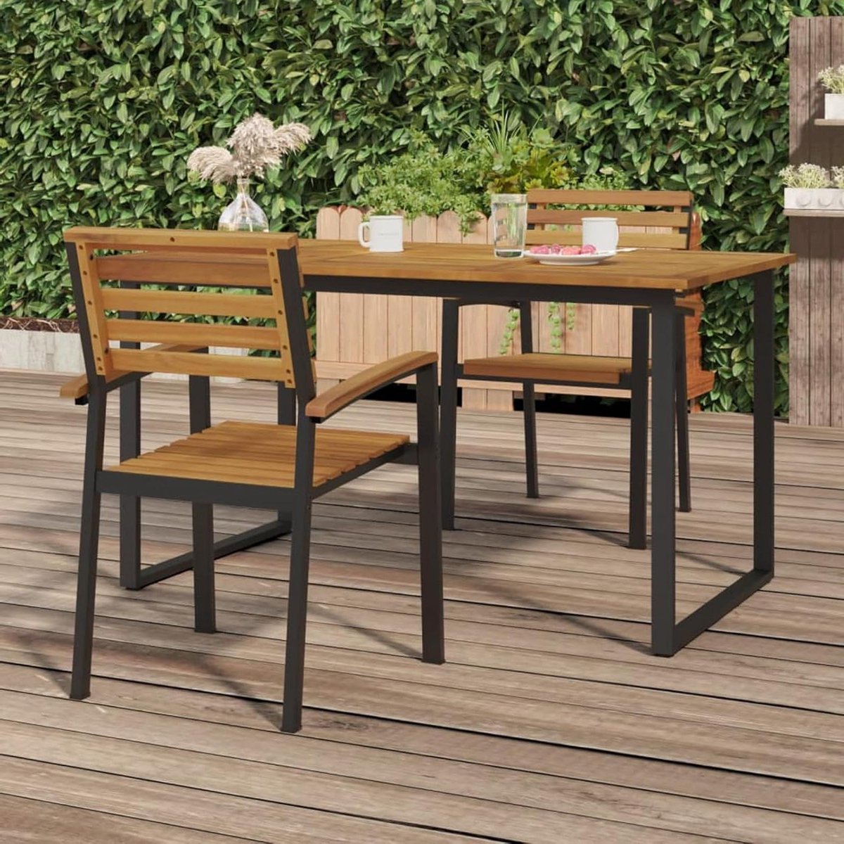 Stapelbare Stoelen - Tuinstoelen Set - Buiten Zitten - Massief Acaciahout Frame - 45 cm Zithoogte - Natuurlijk Hout