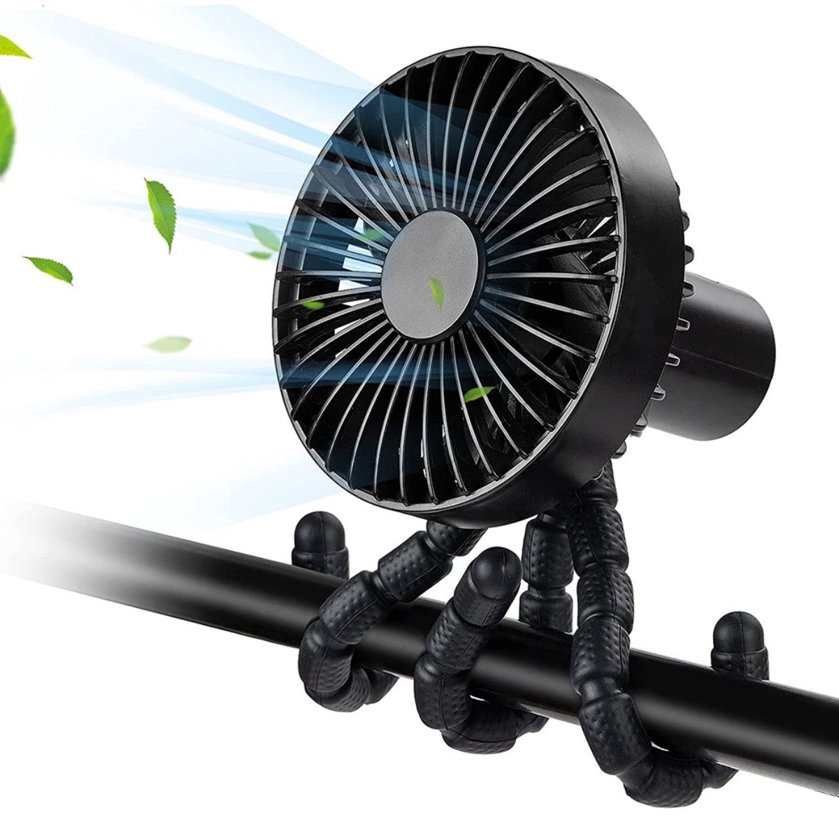 TOVBMUP Handventilator met Octopus - Draagbare ventilator - Oplaadbare ventilator - Hand Tafelventilator Draadloos - Mini Fan - met 3 Standen - Geschikt voor slaapkamer, kantoor, thuis - Zwart