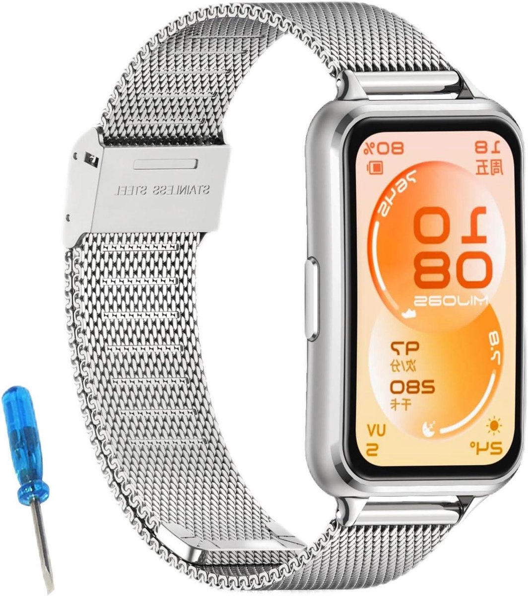 Metalen Armband - Reserveband RVS - Smartwatch Gebruik - Roestvrij Staal - 185-225 mm polsmaat - Zilverkleurig