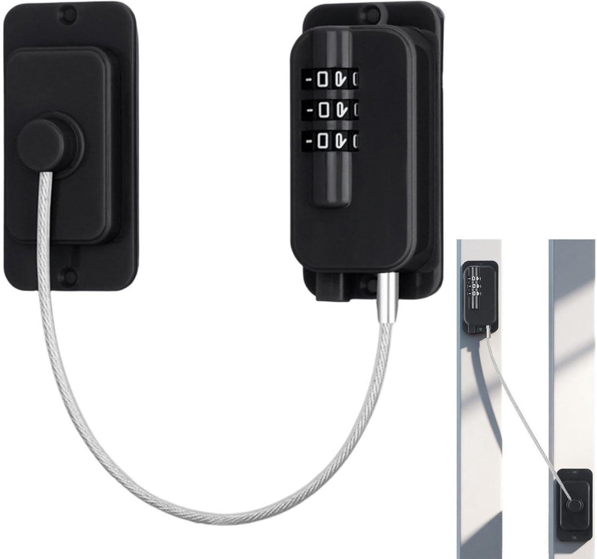 Koelkast Slot - Combinatieslot Keukenkast - Veilig Spullen Opbergen - Boorvrije Installatie - 19.5 cm - Zwart