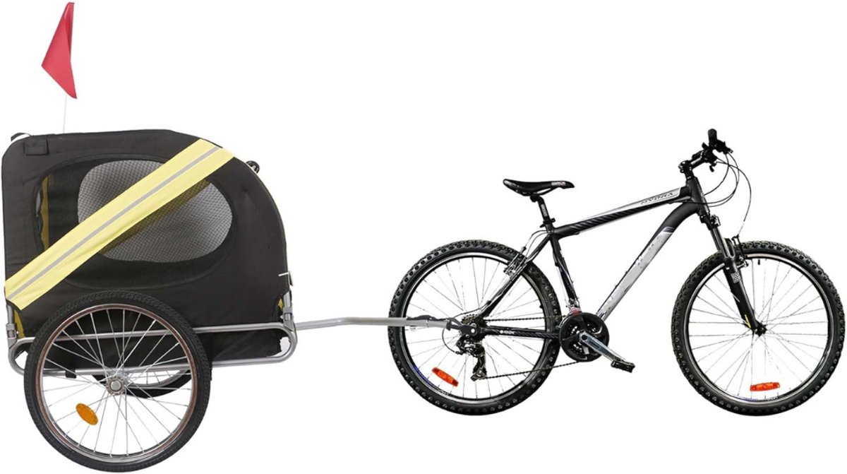 AHD® Fietskar - Hondenbuggy - Hondenfietskar - Hondenfietskar Opvouwbaar - Geel/Zwart - 130cm x 70cm x 78cm
