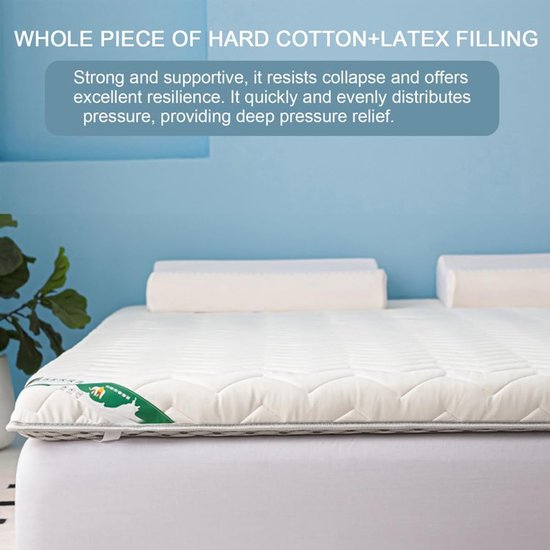 Japanse futonmatras - Oprolbare slaapmat - Compact slapen - Ademend en opvouwbaar - 60 x 150 cm - Wit — afbeelding 2