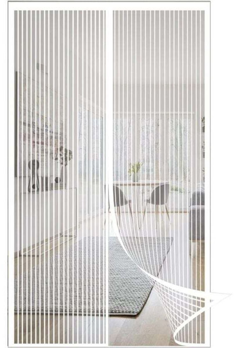 Magnetische hordeur, vliegenwerend schermgordijn, magnetische hordeur geschikt voor automatische sluiting, 100x210 cm wit