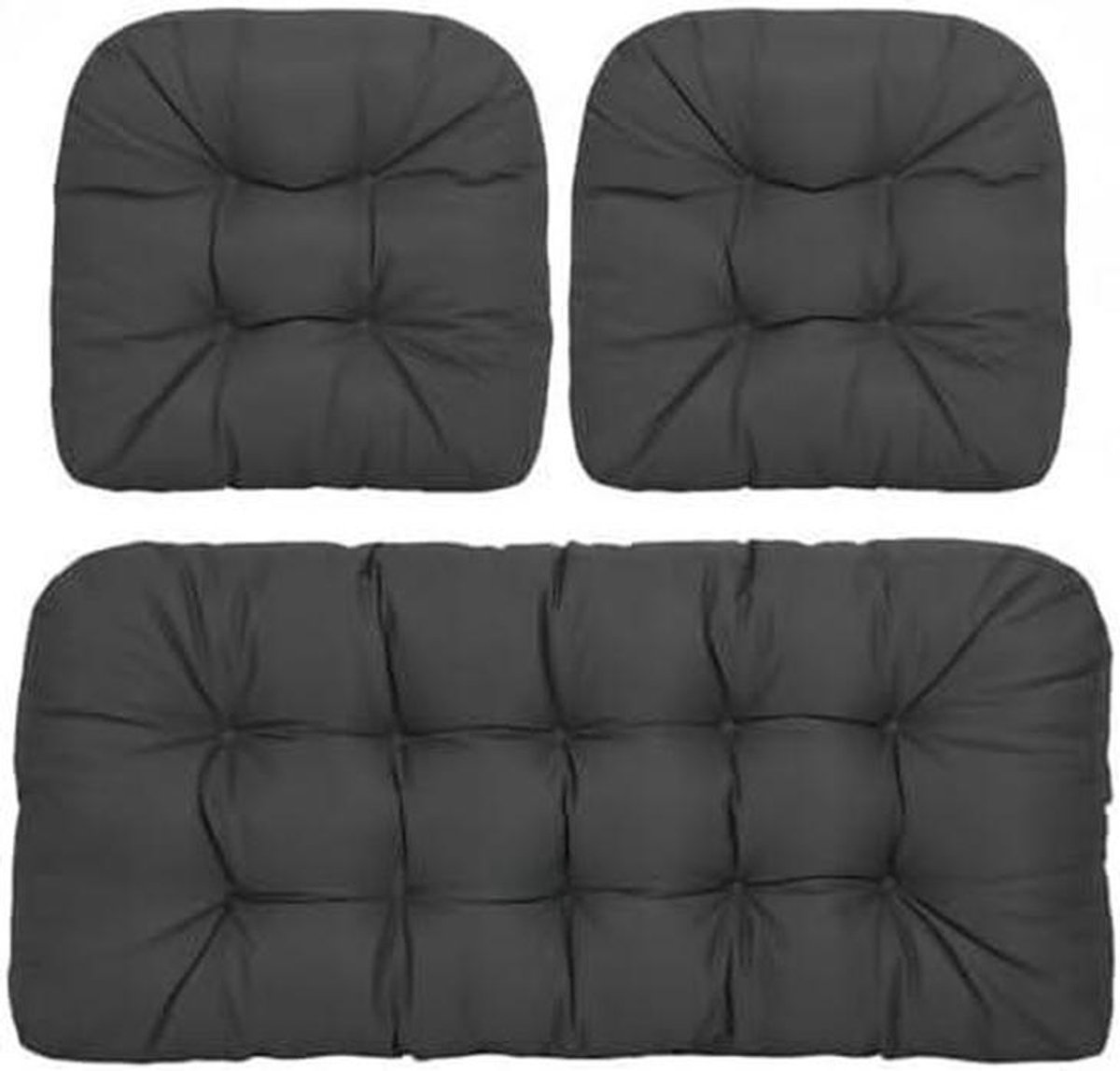 Tuinstoelkussens Set - Buitenkussens Terras - Buiten Zitten - Waterdicht Polyester - 3 Delig - Donkergrijs