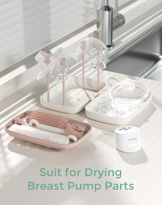 Momcozy Momcozy 7-in-1 Babyfles Reinigingsset (Roze) - Baby Bottle Cleaner Kit met Siliconen Borstel, Speen- & Rietjesborstels, Zeepdispenser & Droogrek - Draagbare Babyfles Schoonmaakset voor Thuis & Reizen van Momcozy. — afbeelding 5