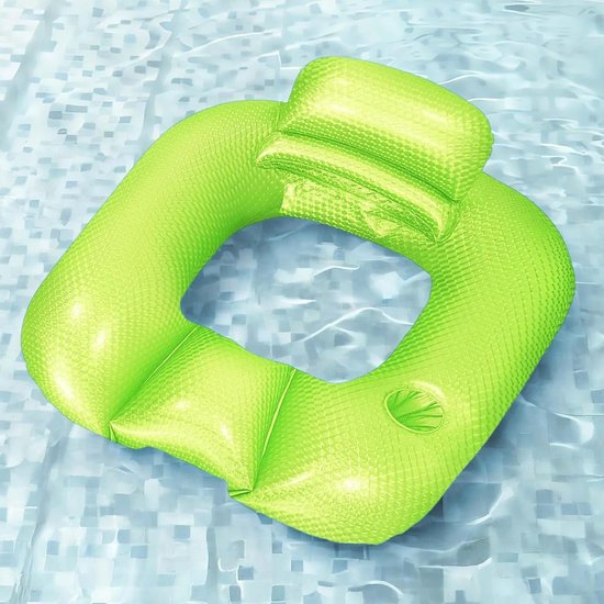Opblaasbare Pool Lounger - Drijvend Ligbed - Water Relaxatie - Ingebouwde Bekerhouder - 90x80x40cm - Groen — afbeelding 4