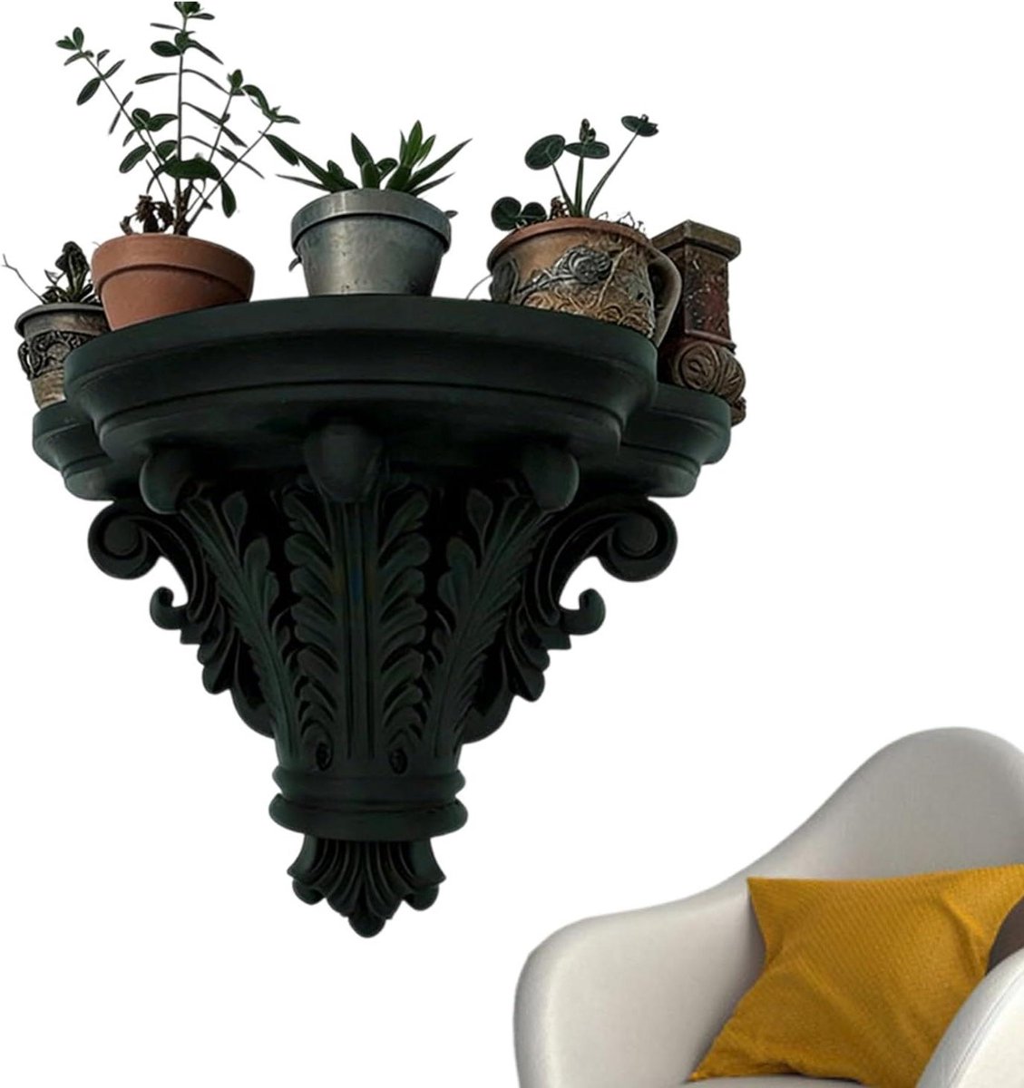 Zwevende Plank - Wandrek - Decoratie Opslag - Uniek Boogontwerp - 15 x 10 x 15 cm - Zwart