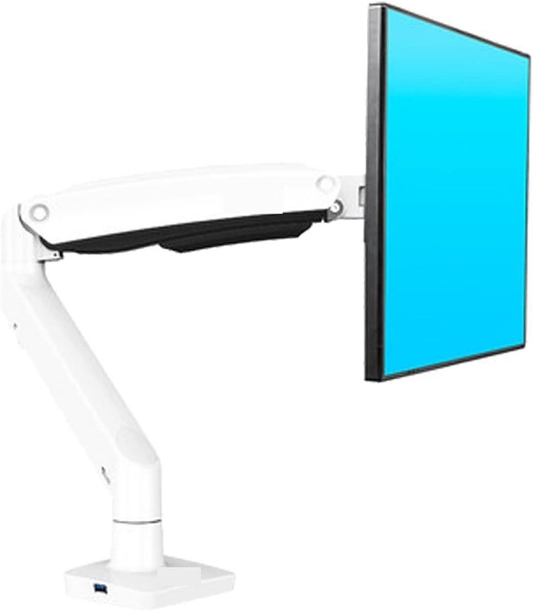 Monitorstandaard - Gasveer Arm - Ergonomisch Werken - Ingebouwde USB Poort - 22-35 Inch - Wit
