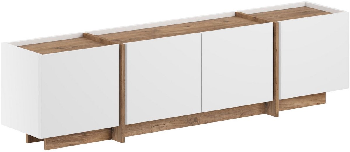 Asir - TV-standaard - Witte Atlantische den - 100% met melamine gecoat spaanplaat - 189 x 41,2 x 15 cm