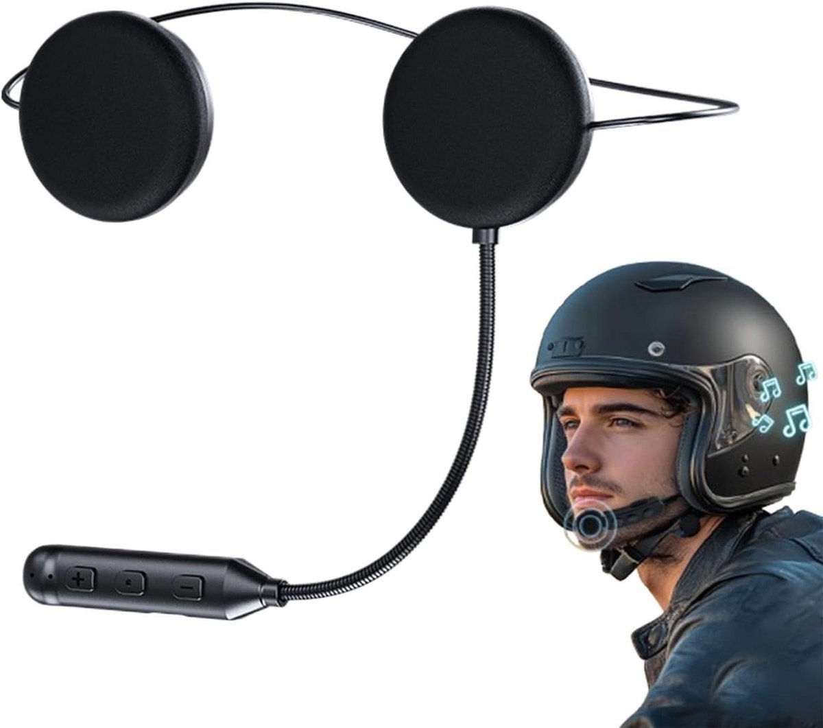 Helmluidspreker - Motor headset - Veilig communiceren - Ultradun ontwerp - 12 mm dik - Zwart
