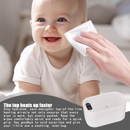 Handdoekwarmer Baby - Vochtige Doekjes Dispenser - Babyverzorging Thuis - Slaapvriendelijk Ontwerp - Tot 150 Doeken - Wit — afbeelding 2