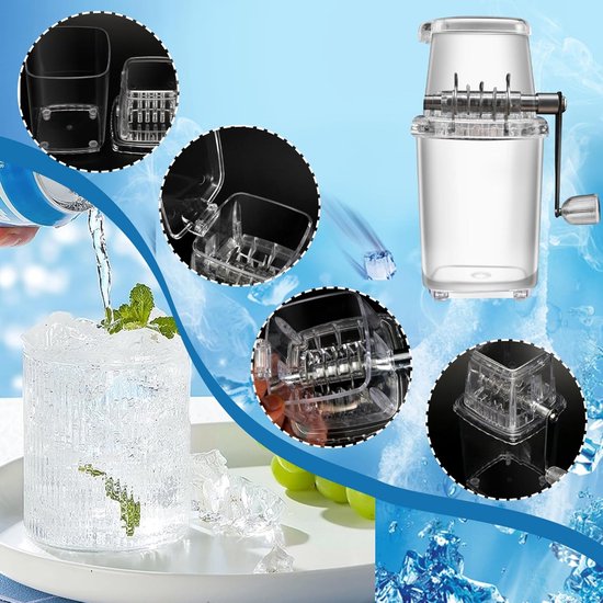 IJscrushers - 1,25 liter ijshouder - Handmatige ijscrusher -Slushy Maker - IJscrusher - Ijsvergruizer - Ijsblokjesmachine - Ijsblokjes machine - Schaafijs Maker - Crushed ice machine -Handmatig - IJsvergruizer - Transparant van Merkloos — afbeelding 4