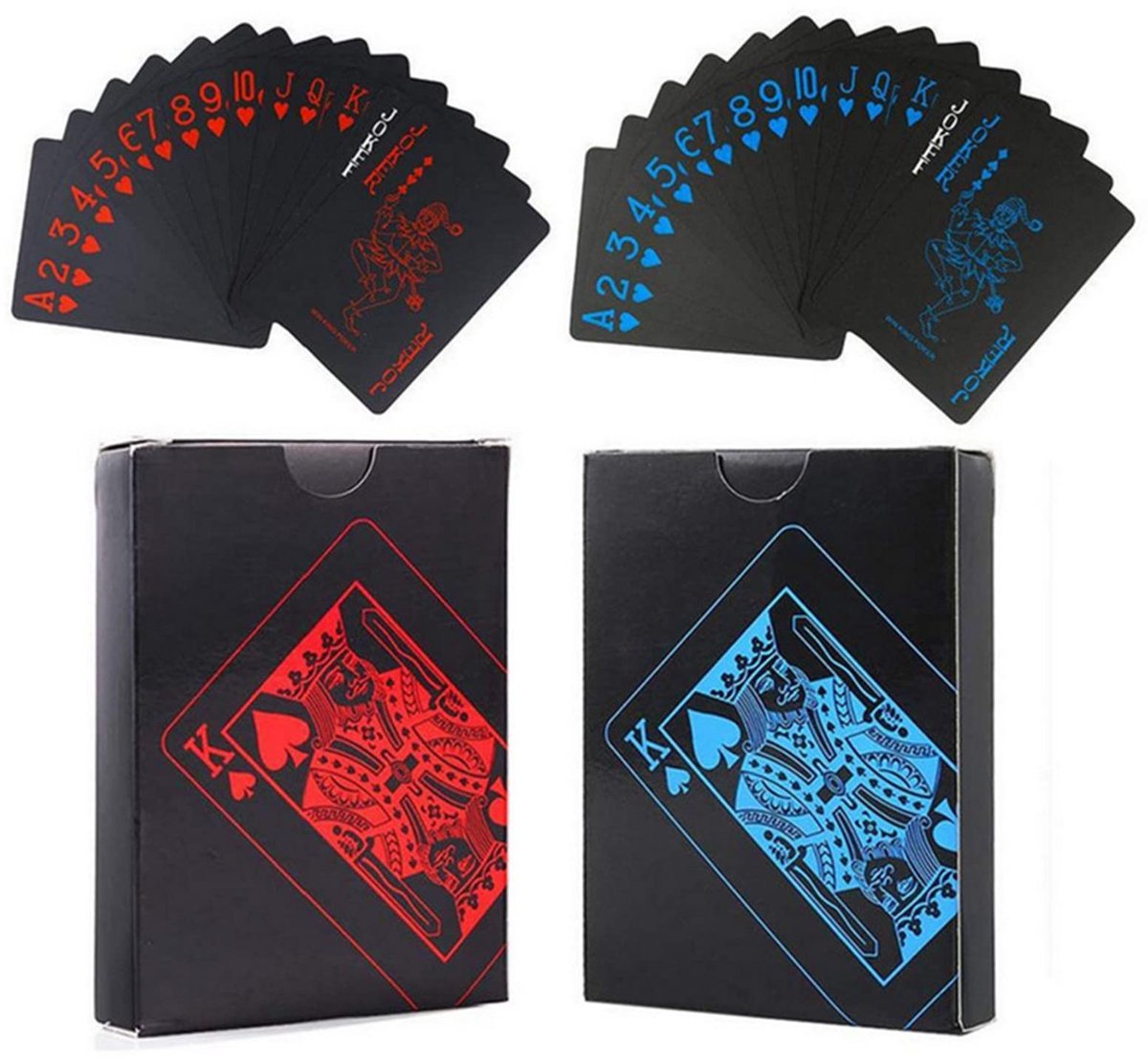 Dailygoody - Waterdichte Pokerkaarten - PVC Speelkaarten - Perfect voor Spelletjesavonden - Zwart en Blauw - Magic Tricks Deck - Geschikt voor Familie