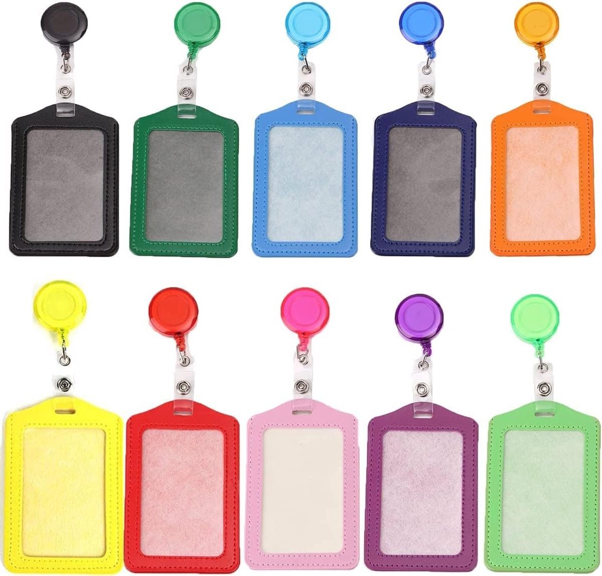 Multicolor Retractable Badge en ID Kaart Houder - 10 Stuks, Plastic Verticale Kaart Bescherming, Werk en Evenementen Gebruik