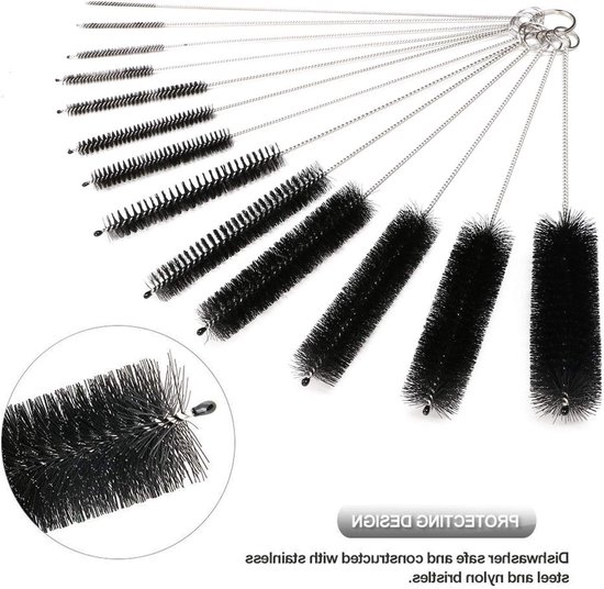 Nylon Tube Brush - Rietjesreinigingsborstel - Set van 13 - Flessenborstel - Nylon Borstel - Reinigingsborstel met Haak - Kleine Flessenborstel - Perfect voor het Reinigen van Rietjes, Glazen en Toetsenborden van Merkloos — afbeelding 2