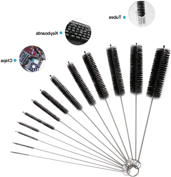 Nylon Tube Brush - Rietjesreinigingsborstel - Set van 13 - Flessenborstel - Nylon Borstel - Reinigingsborstel met Haak - Kleine Flessenborstel - Perfect voor het Reinigen van Rietjes, Glazen en Toetsenborden van Merkloos — afbeelding 4