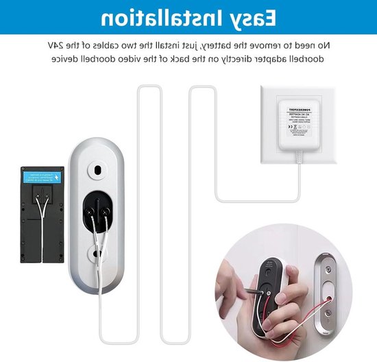 Video Transformer voor Deurbel - 24V/500mA Voeding, Geschikt voor Ring Deurbellen en Andere Modellen, 8M Kabel — afbeelding 2