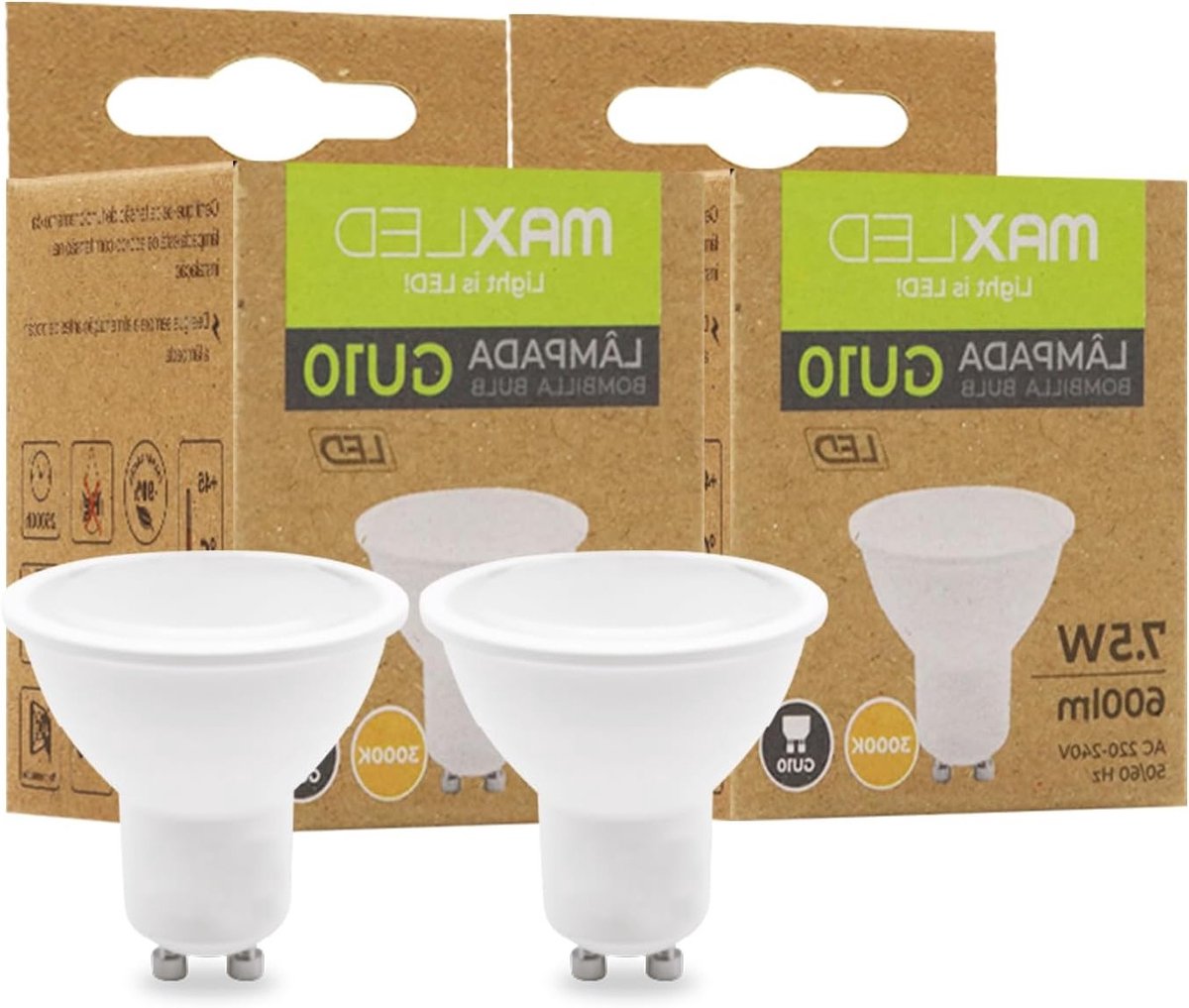 LED GU10 Lamp 3000K Warmwit 600 Lumen 7.5W Vervanging voor 55W Halogeenlampen - Niet Dimbaar, 100° Stralingshoek, 2 Stuks