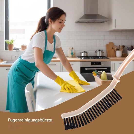 Badkamer voegenborstel - Smalle schrobber precisiekop - Dieptereiniging badkamer - Ergonomische handgreep - 23 x 4.7 x 1 cm - Kaki — afbeelding 5