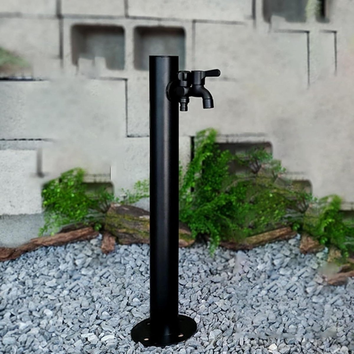 Tuinwaterkolom Roestvrijstaal - Buitenfontein Kraan - Tuin Bewateren - Vorstvrij Ontwerp - 60 cm - Zwart