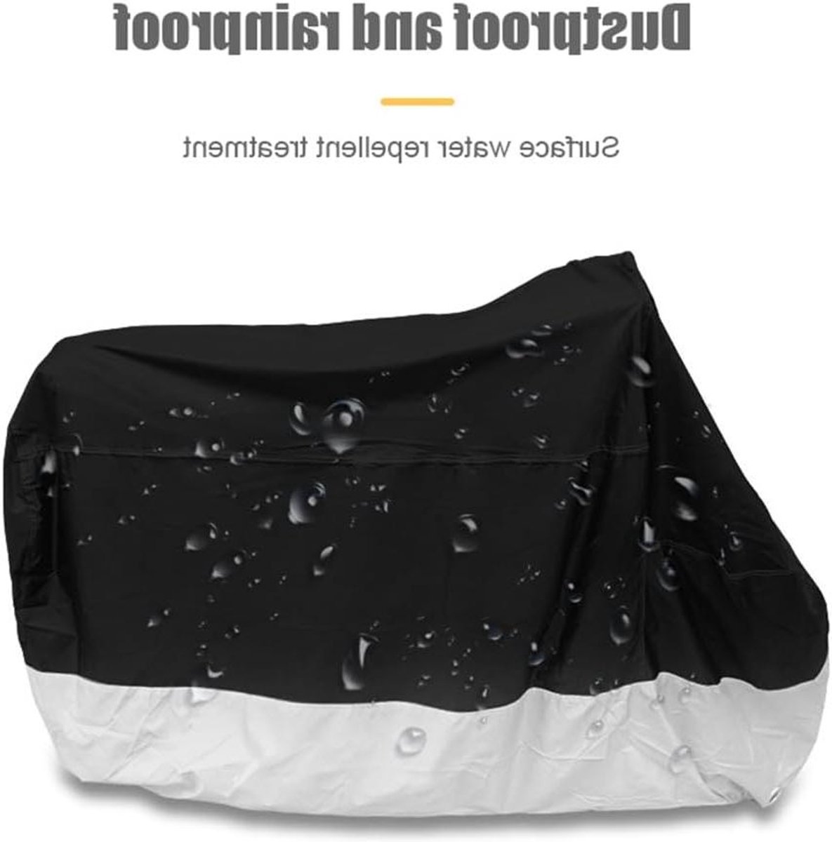 Motorhoes Waterdicht - Motorfiets Cover Beschermhoes - Motor Beschermen - Dubbel Gestikte Naden - Universeel - Zwart en Zilver – foto 5
