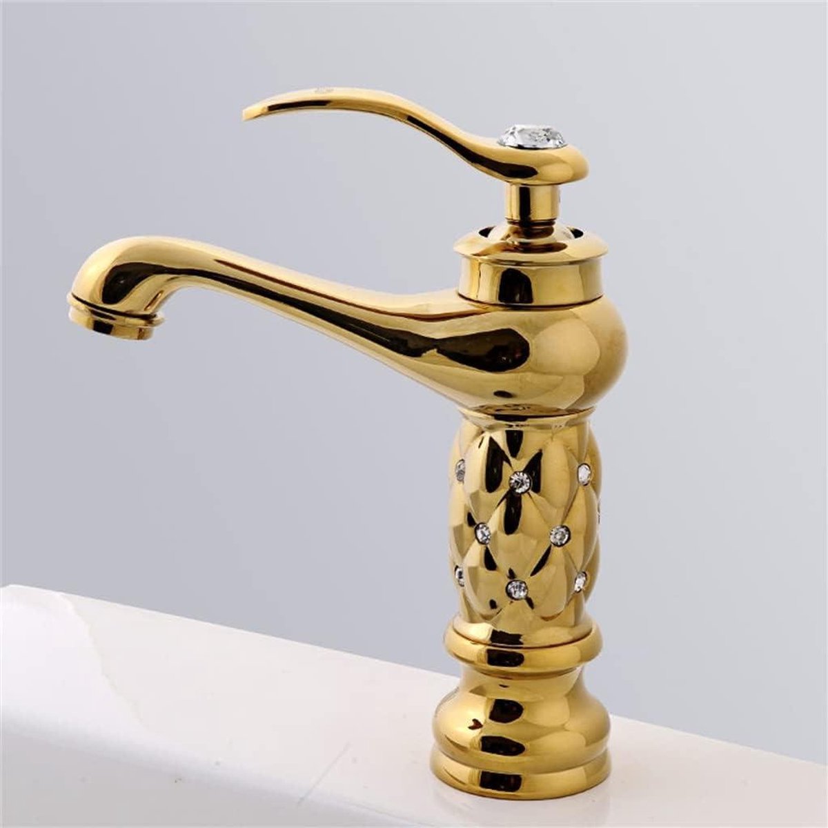 Wastafelkraan Badkamer - Keukenkraan Messing - Dagelijks Gebruik - Klassiek Diamant Design - Enkele Handgreep - Goud