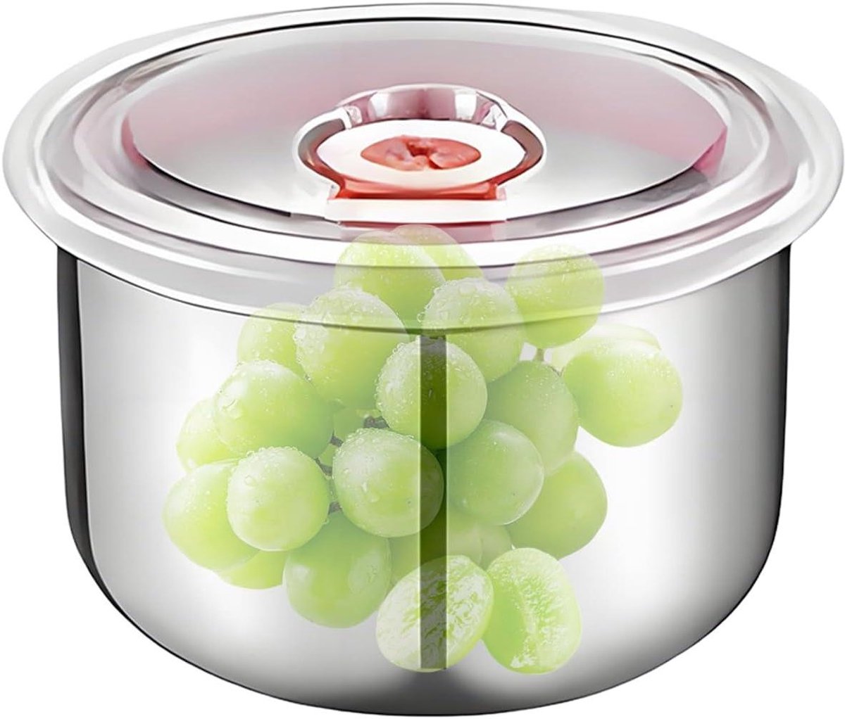 RVS Snackbox - Voedselcontainer Bakje - Lunch Meenemen - Lekvrij Ontwerp - 10 x 10 x 6 cm - Rood