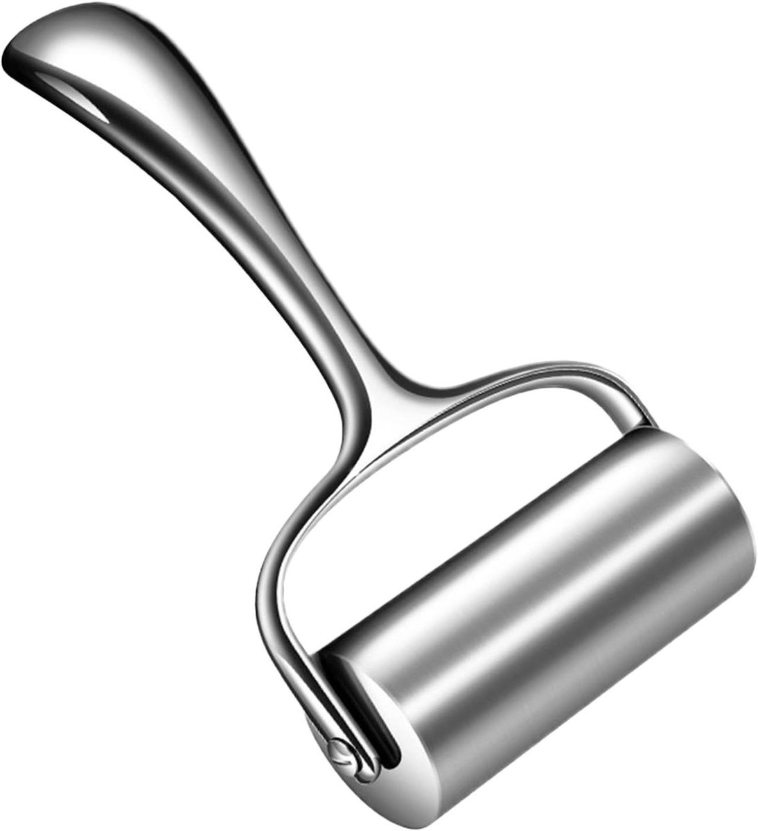 Deegroller RVS - Bakroller Pizzaroller - Deeg Uitrollen - Antiaanbaklaag - 21 cm - Zilver