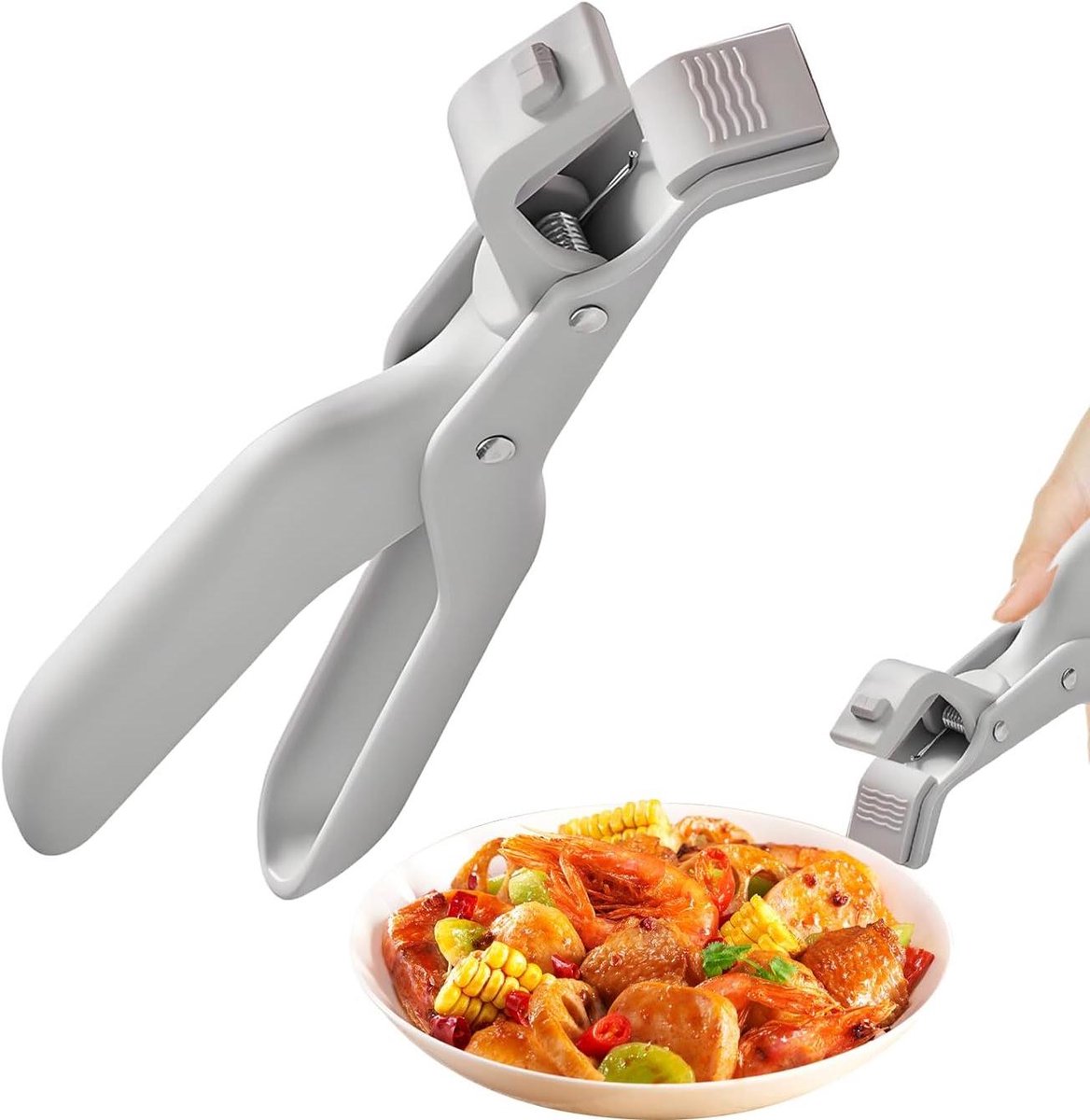 Bordengrijper - Kooktang Pincet - Hete Objecten Hanteren - Antislip Siliconen - 19 cm - Grijs