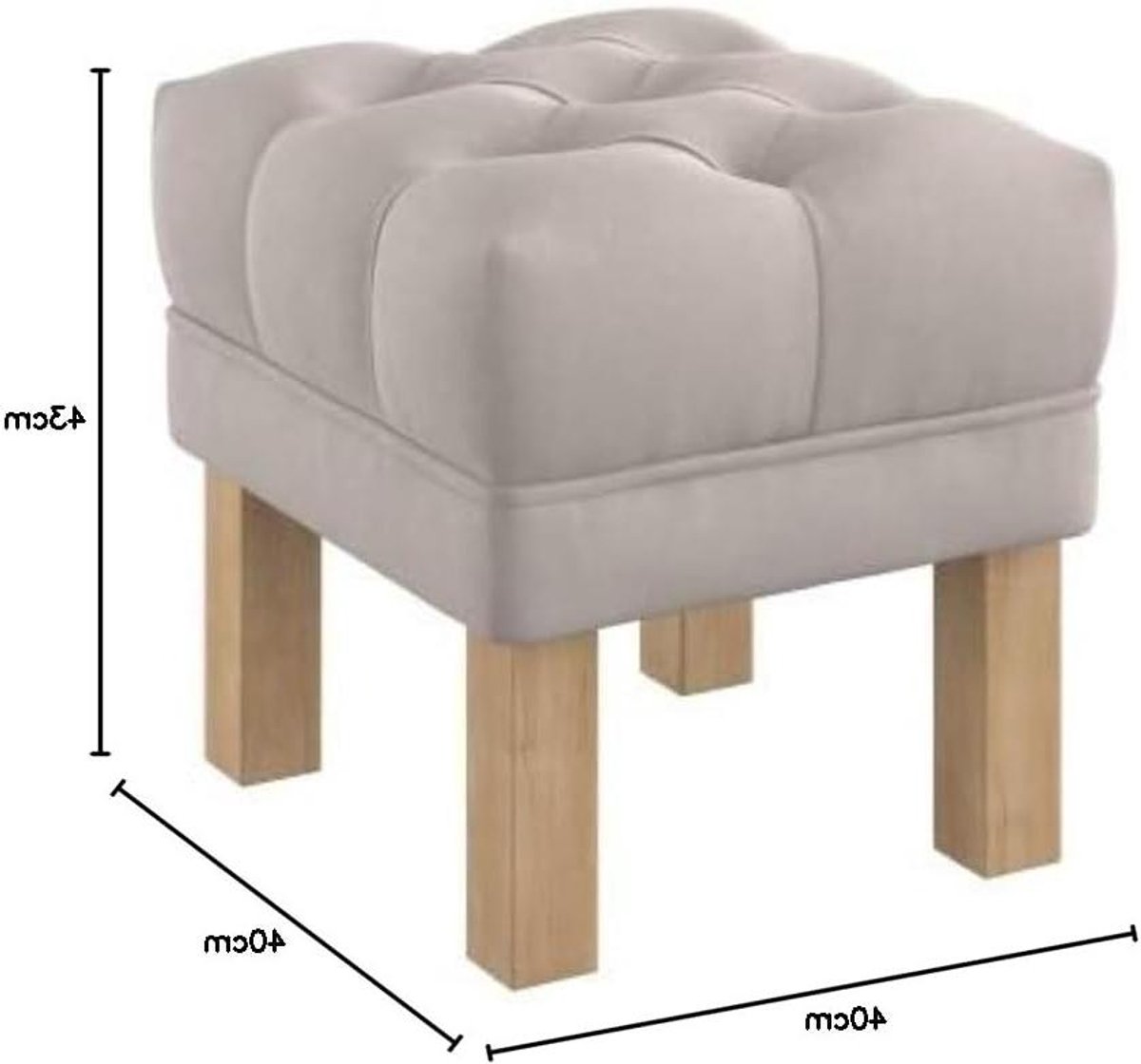 Zitbankje Gestoffeerd - Voetenbankje Hocker - Ontspannen Zitten - Diepe Knoop Diamantpatroon - 40 cm Breed - Grijs